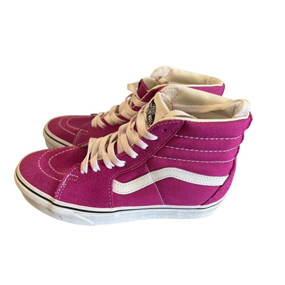 Vans Fuchsia and White High-Top Sneakers